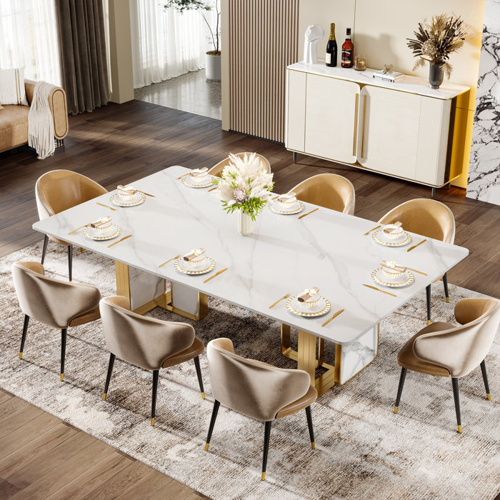 Willa Arlo Interiors Aybar 79.9" Sintered Stone Dining Table with